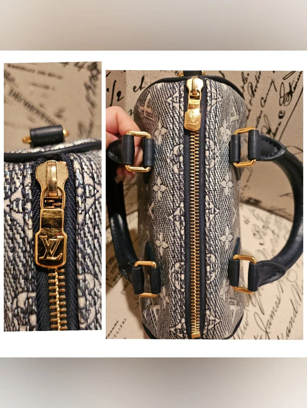 LOUIS VUITTON Speedy 20 Monoglam Bandouliere Jacquard Blue bag